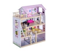 HOMCOM Casa delle Bambole per Bambini 3+ Anni a 4 Piani 60x30x80 cm Rosa