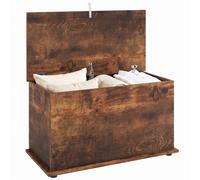 HOMCOM Cassapanca con Coperchio di Sicurezza, Baule da 102L, Marrone Rustico
