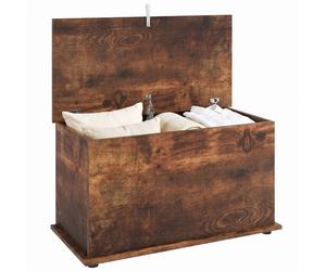 HOMCOM Cassapanca con Coperchio di Sicurezza, Baule da 102L, Marrone Rustico