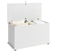 HOMCOM Cassapanca con Coperchio Sicurezza, Baule da 102 L, Bianco