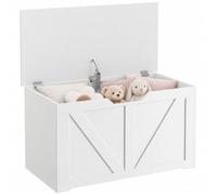 HOMCOM Cassapanca Contenitore 100L 80x40x45cm Bianco Effetto Legno