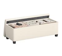 HOMCOM Cassapanca Contenitore 84L Ottomana Poggiapiedi 112x42x40 cm Beige