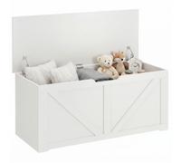 HOMCOM Cassapanca Contenitore con 2 Cerniere di Sicurezza, 100x40x45 cm, Bianco