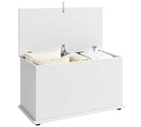 HOMCOM Cassapanca Contenitore da Interno 102L con Coperchio di Sicurezza, Baule Contenitore per Soggiorno e Ingresso, Panca Contenitore, 80x40x45 cm, Bianco