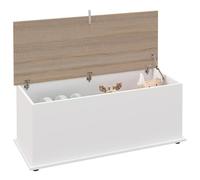 HOMCOM Cassapanca Contenitore da Interno 113L Baule Bianco e Color Legno