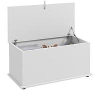 HOMCOM Cassapanca Contenitore da Interno 89L con Coperchio Ribaltabile, Baule Contenitore per Soggiorno e Ingresso, Panca Contenitore, Bianco