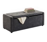 HOMCOM Cassapanca Contenitore Imbottito Effetto Lino, 122x48x44cm