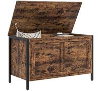 HOMCOM Cassapanca da 95L in Stile Industriale con Coperchio con Cerniera di Sicurezza, Panca Contenitore Multiuso per Salotto e Ingresso, 80x40x49cm, Marrone Rustico