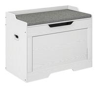 HOMCOM Panca Contenitore da 103L con Cuscino in Tessuto, Cassapanca Multifunzione con Cerniera di Sicurezza per Camera e Ingresso, 75x40x56cm, Bianco