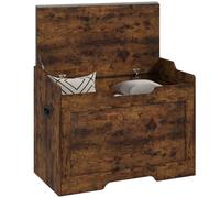 HOMCOM Cassapanca da 103L, Panca Contenitore Multiuso con Cuscino in Tessuto Lavabile, Panca Portaoggetti in Legno per Ingresso, Corridoio, Camera da Letto, Soggiorno, 75x40x56 cm, Marrone