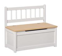 HOMCOM Cassapanca per Bambini 2 in 1 60x30x50cm Bianco e Legno Naturale