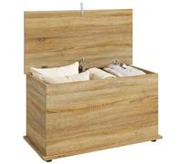 HOMCOM Cassapanca portaoggetti con coperchio pieghevole e cerniere di sicurezza, panca da scarpa, armadio d'ingresso, corridoio, camera da letto, soggiorno, 80 x 40 x 45 cm, effetto legno naturale