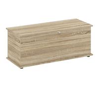 HOMCOM Cassapanca portaoggetti con coperchio pieghevole e cerniere di sicurezza, panchina scarpe, mobili da ingresso, corridoio, camera da letto, soggiorno, 100 x 40 x 40 cm, effetto legno naturale
