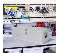 Homcom Cassetta degli attrezzi in alluminio con coperchio ribaltabile, maniglie laterali retrattili, ampio scomparto e serratura con chiave