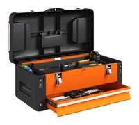 HOMCOM Cassetta degli attrezzi vuota, robusta cassetta degli attrezzi con cassetti, maniglia, cassetta degli attrezzi per la casa, officina, arancione