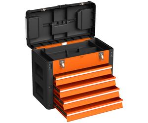 HOMCOM Cassetta Porta Attrezzi con 4 Cassetti e Scomparto Superiore in Acciaio e Plastica, Arancione e Nero Aosom Italy