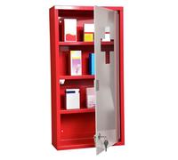 HOMCOM Cassetta Porta Medicine 4 Livelli Porta in Vetro 60×30×12cm Rosso