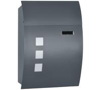 HOMCOM Cassetta Postale Ricurva da Esterno 3 Fessure 45x10x32 cm Grigio