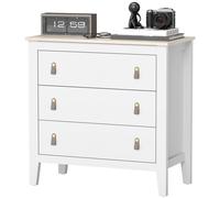 HOMCOM Cassettiera per Camera da Letto, Cassettiera 3 Cassetti con Maniglie in Finta Pelle, Comò Moderno con Guide in Metallo Silenziose per Salotto e Soggiorno, 80x40x78.5 cm, Bianco