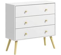 HOMCOM Cassettiera 3 Cassetti con Maniglie per Camera, 80x30x80 cm, Bianco