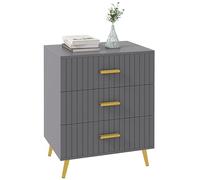 HOMCOM Cassettiera 3 Cassetti Moderna, 60x40x71.5 cm, Oro e Grigio Scuro