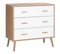HOMCOM Cassettiera 3 Cassetti Rialzata in Truciolato Bianco e color Legno