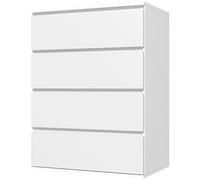 HOMCOM Cassettiera Camera da Letto 4 Cassetti, Comò Camera da Letto in Legno, per Soggiorno, Sala da Pranzo e Corridoio, 60x40x80 cm, Bianco