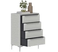 HOMCOM Cassettiera 4 Cassetti in Tessuto Effetto Lino 60x36x88 cm Grigio