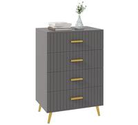 HOMCOM Cassettiera 4 Cassetti Moderna, 60x40x90 cm, Oro e Grigio Scuro