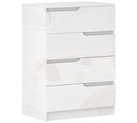 HOMCOM Cassettiera 4 Cassetti Moderna e Minimal in Legno, 60x40x85 cm, Bianco Lucido