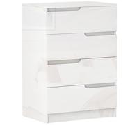 HOMCOM Cassettiera 4 Cassetti Moderna in Truciolato Bianco 60x40x85 cm