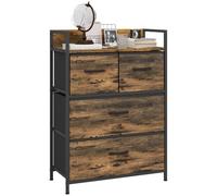 HOMCOM Mobile Cassettiera 4 Cassetti dal Design Industriale Marrone e Nero