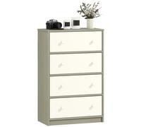 HOMCOM Cassettiera 4 Cassetti Pieghevoli con Maniglie Doppie 58x30x91 cm