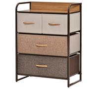 HOMCOM Cassettiera 4 Cassetti Pieghevoli in Tessuto Ripiano MDF 58x29x78.5cm