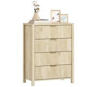 HOMCOM Cassettiera 4 Cassetti Scanalati e Maniglie Dorate 70x38x93 cm Legno