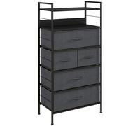 HOMCOM Cassettiera 5 Cassetti Moderna in Tessuto non Tessuto, Acciaio e MDF, 58x30x120 cm, Nera
