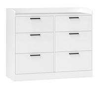HOMCOM Cassettiera 6 Cassetti con Bordi Rialzati e Maniglie a U, Cassettiera Moderna in Legno, 100x40x88 cm, Bianco