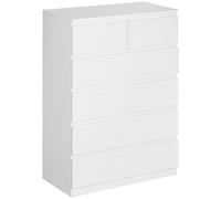 HOMCOM Cassettiera 6 Cassetti Design Antiribaltamento 80x39x115 cm Bianco