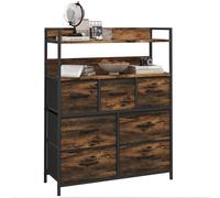 HOMCOM Cassettiera 7 Cassetti con 2 Ripiani e Design Industriale Marrone e Nero