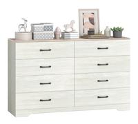 HOMCOM Cassettiera 8 Cassetti Moderna in Legno Grigio Chiaro e Noce 140x40x86 cm