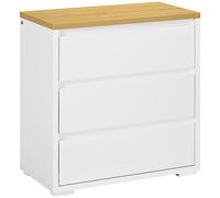 HOMCOM Cassettiera a 3 Cassetti in Truciolato Bianco 70x37x75cm