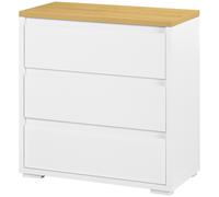 HOMCOM Cassettiera a 3 Cassetti in Truciolato Bianco per Camera da Letto, Studio e Soggiorno, 70x37x75cm