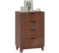HOMCOM Cassettiera a 4 cassetti in stile moderno con maniglie in metallo, cassettiera per camera da letto, soggiorno - 60 x 36 x 90 cm, effetto legno marrone