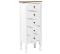 HOMCOM Cassettiera a 5 cassetti Cassettiera compatta bianca con maniglia a bottone effetto ottone, per camera da letto, ingresso, soggiorno, dim. 45L x 30L x 114H cm