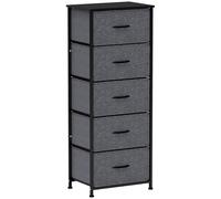 HOMCOM Cassettiera a 5 cassetti con cassetto pieghevole in tessuto - struttura in acciaio nero - 45 x 30 x 116 cm grigio scuro
