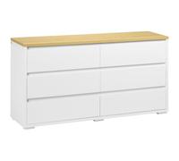 HomCom Cassettiera 6 cassetti in truciolato bianco 140x37x75 cm per camera da letto