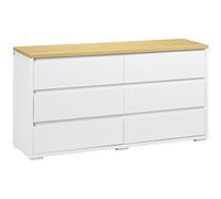 HOMCOM Cassettiera a 6 Cassetti in Truciolato Bianco per Camera da Letto, Studio e Soggiorno, 140x37x75cm