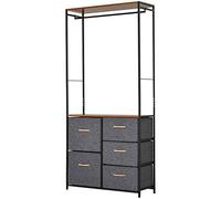 HOMCOM - Cassettiera appendiabiti con 5 cassetti, per camera da letto, corridoio, casa, colore: nero, marrone, taglia unica