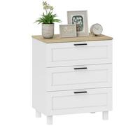 HOMCOM Cassettiera Camera da Letto 3 Cassetti, Como Camera da Letto con 4 Gambe in Legno di Pino, Maniglia, Piedini Regolabili, Cassettiera Salvaspazio per Soggiorno e Corridoio, 60x38x71 cm, Bianco