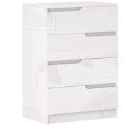 HOMCOM Cassettiera 4 Cassetti Moderna e Minimal, Cassettiera in Legno Truciolato, 60x40x85 cm, Bianco Lucido